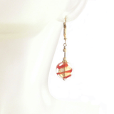 Murano Glass Red Striped Coin Gold Earrings - JKC Murano