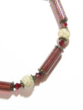 Murano Glass Vintage Style Red Silver Necklace - JKC Murano