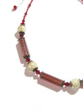 Murano Glass Vintage Style Red Silver Necklace - JKC Murano