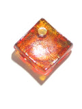 Murano Glass Cherry Red and Gold Zebra Diamond Pendant Necklace, Marked Murano - JKC Murano