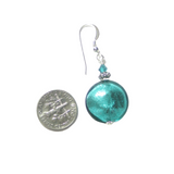 Murano Glass Large Sea Green Disc Silver Earrings - JKC Murano