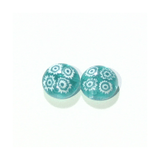 Murano Millefiori Sea Green Sterling Silver Large Post Stud Earrings - JKC Murano