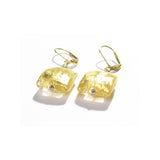 Murano Glass Square Clear Gold Earrings - JKC Murano