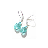 Murano Glass Sea Green Twist Silver Earrings, Leverback Earrings - JKC Murano