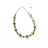 Murano Glass Colorful Black Ball Chunky Gold Necklace - JKC Murano