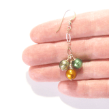 Murano Glass Green Topaz Ball Cluster Gold Earrings - JKC Murano