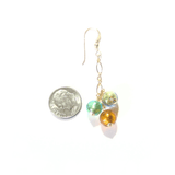 Murano Glass Green Topaz Ball Cluster Gold Earrings - JKC Murano