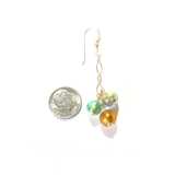 Murano Glass Green Topaz Ball Cluster Gold Earrings - JKC Murano