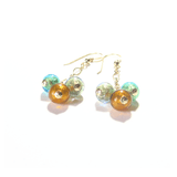 Murano Glass Green Topaz Ball Cluster Gold Earrings - JKC Murano