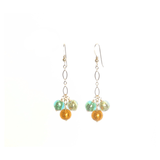 Murano Glass Green Topaz Ball Cluster Gold Earrings - JKC Murano