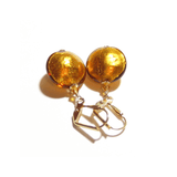 Murano Glass Disc Topaz Gold Earrings - JKC Murano