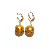 Murano Glass Disc Topaz Gold Earrings - JKC Murano