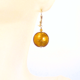 Murano Glass Disc Topaz Gold Earrings - JKC Murano