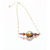 Murano Glass Amber Plum Nugget Gold Necklace, Gold Filled Chain - JKC Murano