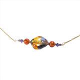 Murano Glass Amber Plum Nugget Gold Necklace, Gold Filled Chain - JKC Murano