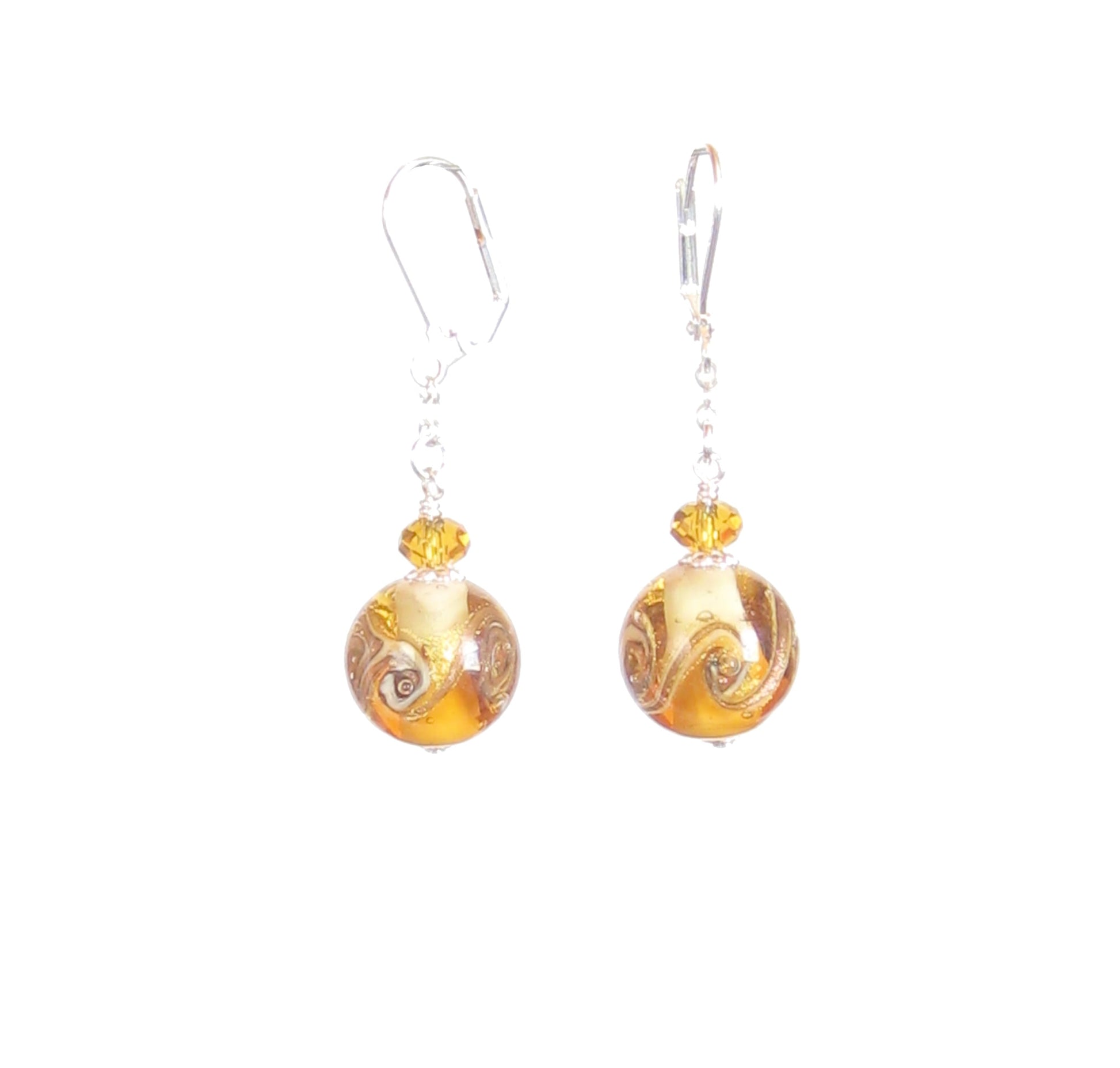 Murano Earrings | Antico Tesoro Balls Earrings - Red Gold and Silver. Made in Murano, Italy Murano Earrings | Antico Tesoro Balls Earrings - Red Gold and Silver. Made in Murano, Italy