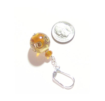 Murano Glass Amber Ball Sterling Silver Earrings - JKC Murano