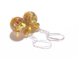 Murano Glass Amber Ball Sterling Silver Earrings - JKC Murano