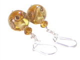 Murano Glass Amber Ball Sterling Silver Earrings - JKC Murano