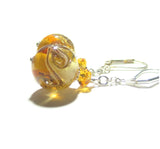 Murano Glass Amber Ball Sterling Silver Earrings - JKC Murano