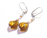 Murano Glass Dark Topaz Twist Silver Earrings - JKC Murano