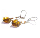 Murano Glass Dark Topaz Twist Silver Earrings - JKC Murano