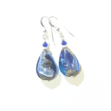 Murano Glass Blue Plum Swirl Teardrop Silver Earrings - JKC Murano