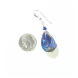 Murano Glass Blue Plum Swirl Teardrop Silver Earrings - JKC Murano