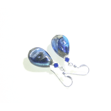 Murano Glass Blue Plum Swirl Teardrop Silver Earrings - JKC Murano