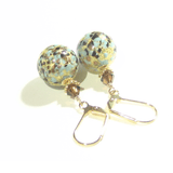 Murano Glass Turquoise Leopard Ball Gold Earrings - JKC Murano