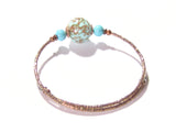 Murano Glass Turquoise Copper Ball Bangle Bracelet - JKC Murano