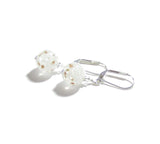 Murano Glass White Copper Ball Silver Earrings - JKC Murano