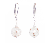 Murano Glass White Copper Ball Silver Earrings - JKC Murano