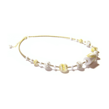 Murano Glass White Yellow Gold Necklace - JKC Murano