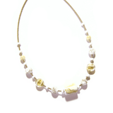 Murano Glass White Yellow Gold Necklace - JKC Murano