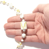 Murano Glass White Yellow Gold Necklace - JKC Murano