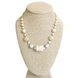Murano Glass White Yellow Gold Necklace - JKC Murano