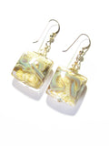 Murano Italian Glass Square Chunky Gold Earrings - JKC Murano