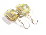 Murano Italian Glass Square Chunky Gold Earrings - JKC Murano