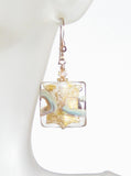 Murano Italian Glass Square Chunky Gold Earrings - JKC Murano