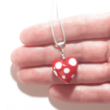 Murano Glass Red Polka Dot Heart Pendant - JKC Murano