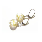 Murano Glass White Swirl Yellow Gold Earrings by JKC Murano - JKC Murano