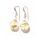 Murano Glass White Swirl Yellow Gold Earrings by JKC Murano - JKC Murano