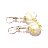 Murano Glass White Swirl Yellow Gold Earrings by JKC Murano - JKC Murano