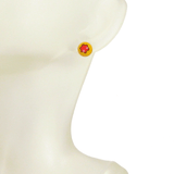 Murano Millefiori Yellow Red Flower Sterling Silver Post Earrings, Studs - JKC Murano