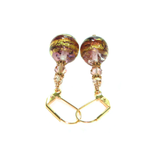 Murano Glass Purple Gold Earrings