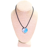 Murano Glass Heart Pendant Necklace, Aqua Black, JKC Murano