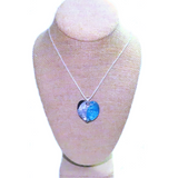 Murano Glass Heart Pendant Necklace, Aqua Black, JKC Murano