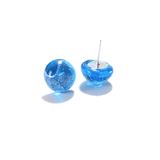 Murano Glass Aqua Blue Silver Dichroic Button Earrings, Stud Earrings - JKC Murano