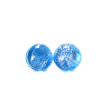 Murano Glass Aqua Blue Silver Dichroic Button Earrings, Stud Earrings - JKC Murano